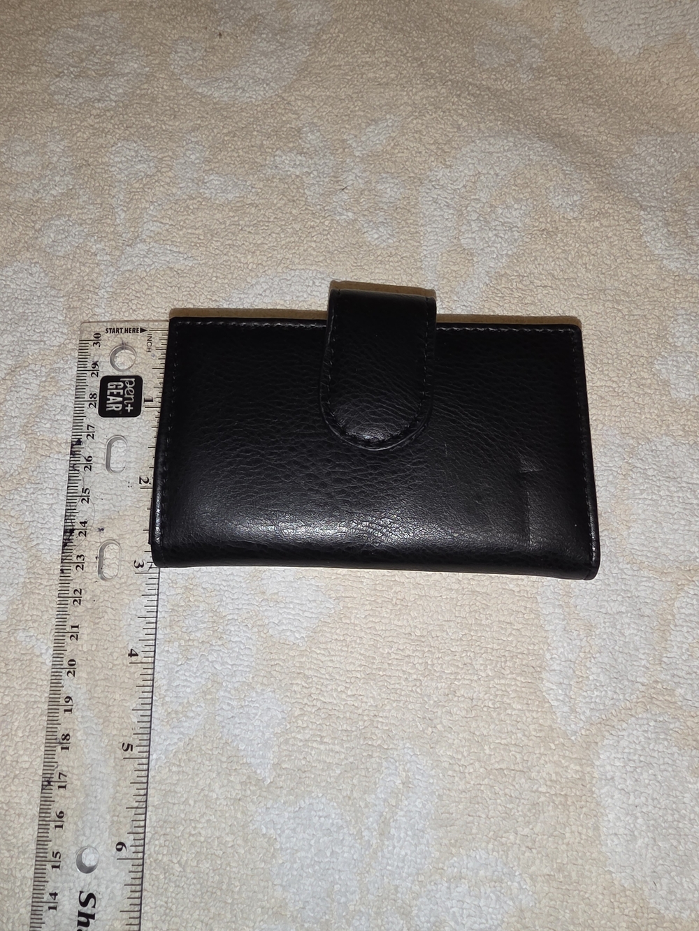 Small Leather Wallet with Snap Closure - Black
